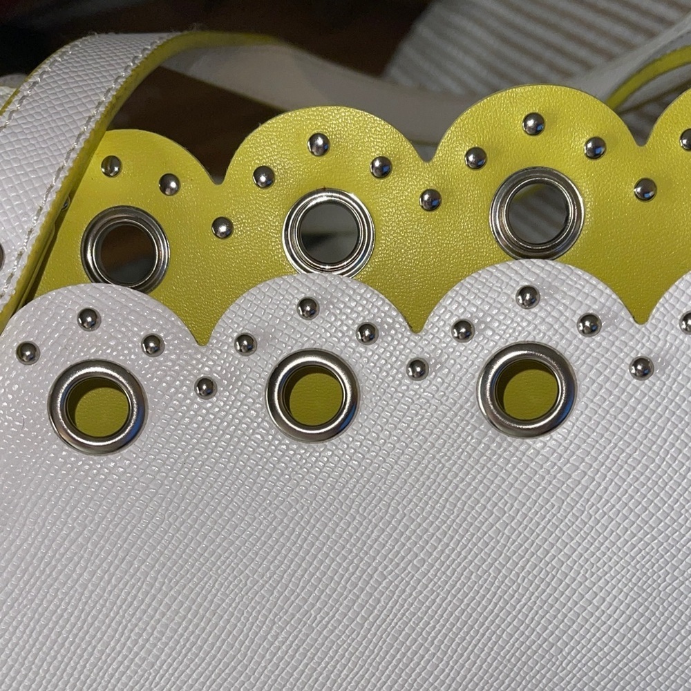 Nine West Stylish White and Yellow Tote Bag with Silver Detailing Quality Detail - Picture 7 of 9